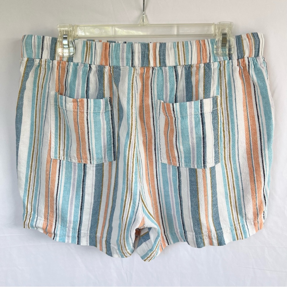 Briggs Blue/White/Orange Striped Women's Linen Blend Shorts Size Large